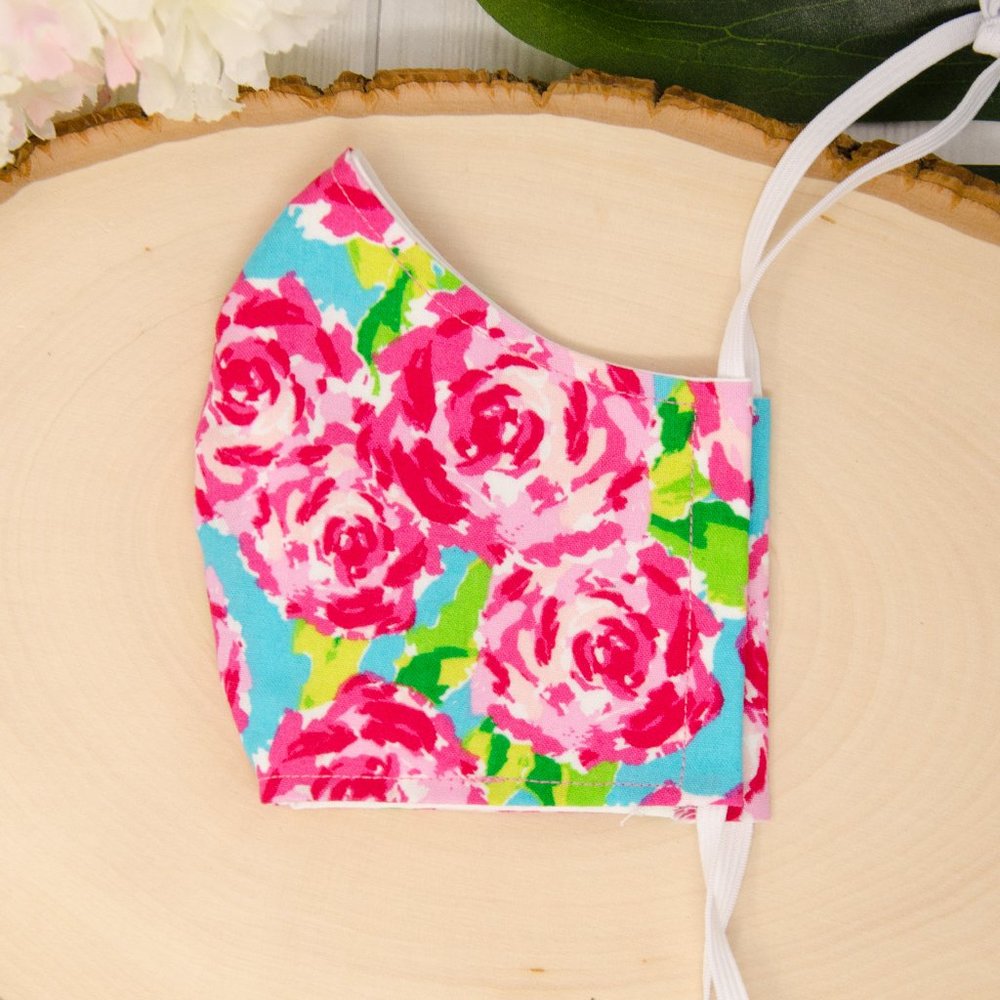 Roses Reusable Cloth Cloth Face Mask for Adults & Kids, Elastic